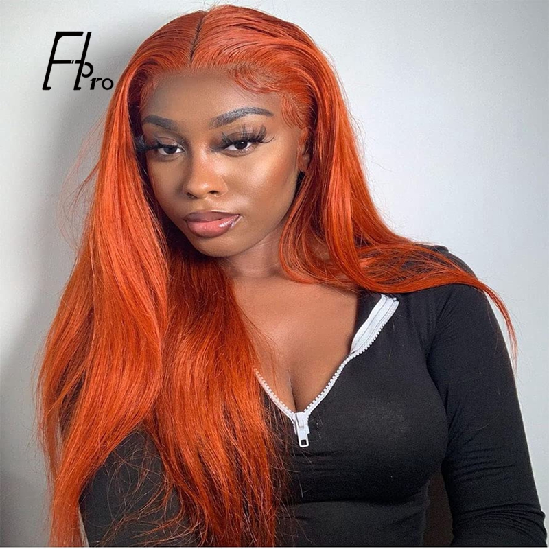 Ginger Orange Color 13×4 Lace Front Wig Straight Human Hair Wigs